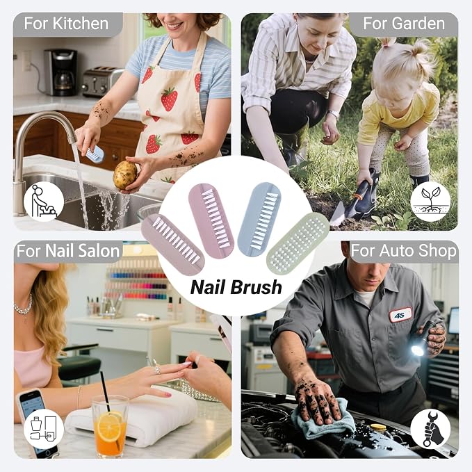 Nail Brush for Cleaning Fingernails 2 Sided Hand Fingernail Scrub Brush - Image 2