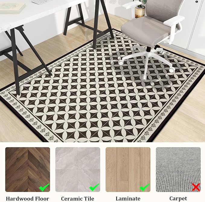 Office Chair Mat for Hardwood Floor, 72"x48" Easy Glide Computer Desk Mat Protector for Rolling Chair Under Desk Rug Nonslip Backing, Machine Wash, (Modern)