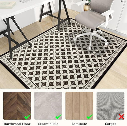 Office Chair Mat for Hardwood Floor, 72"x48" Easy Glide Computer Desk Mat Protector for Rolling Chair Under Desk Rug Nonslip Backing, Machine Wash, (Modern)