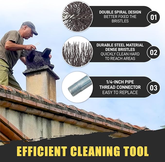 8" Round Pro-Sweep Chimney Brush | Medium Duty Poly Bristles - Image 3