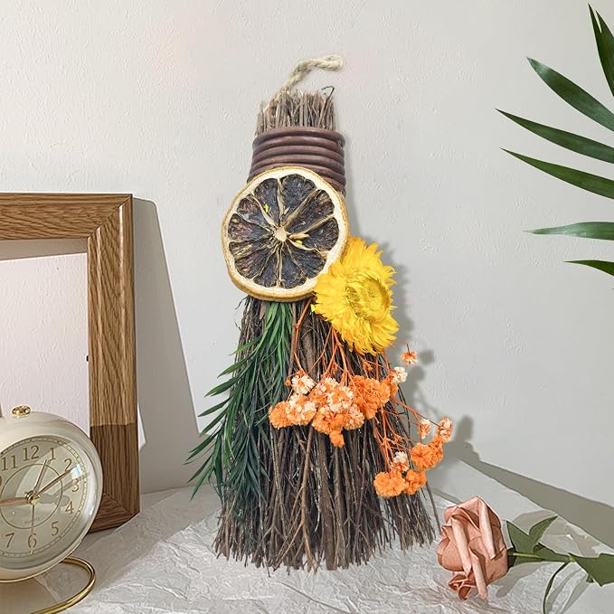 Cinnamon Broom 7.5 Inch Mini Spring Floral Cinnamon Broomstick Scented Natural by Teeloray