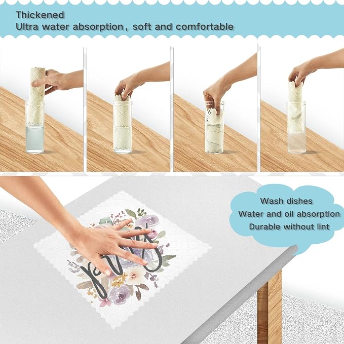 ALAZA Dish Towels Kitchen Cleaning Cloths Super Absorbent Lint Free Bar Tea - Image 4