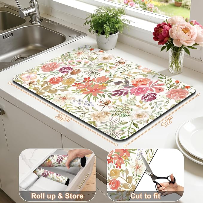 LOKHOM Dish Drying Mat for Kitchen Counter, Dish Drainer Rack Mats for Kitchen - Image 2