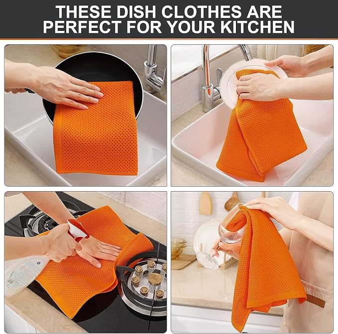 Kitinjoy 100% Cotton Waffle Weave Kitchen Hand Towels - Image 4