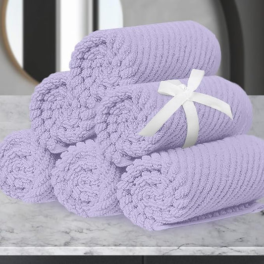Washcloths for Showering, Thick Cotton Washcloths for Face, Lavender Face Towel by VOOVAMOVAS