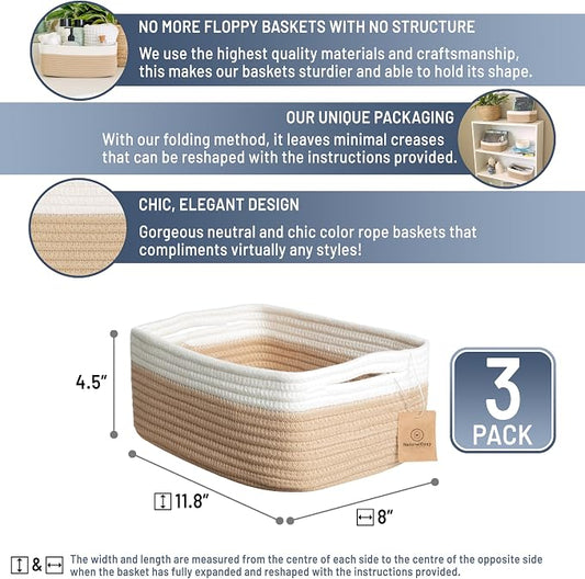 NaturalCozy 11.8"x8"x4.5” Storage Baskets - Image 2
