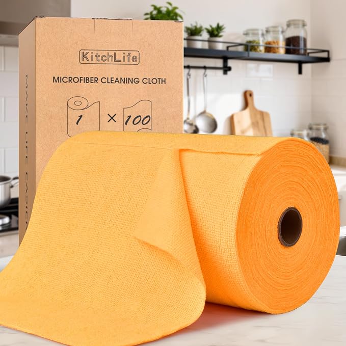 KitchLife Microfiber Cleaning Cloth Roll, 100 Pack by OverDoorHooksKitchenSupplies