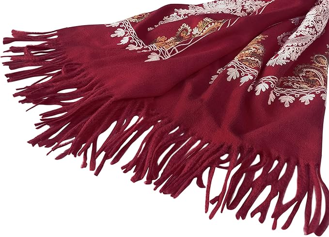 Urban CoCo Women's Embroidered Tassel Long Shawl Oversize Scarf Wraps for Women