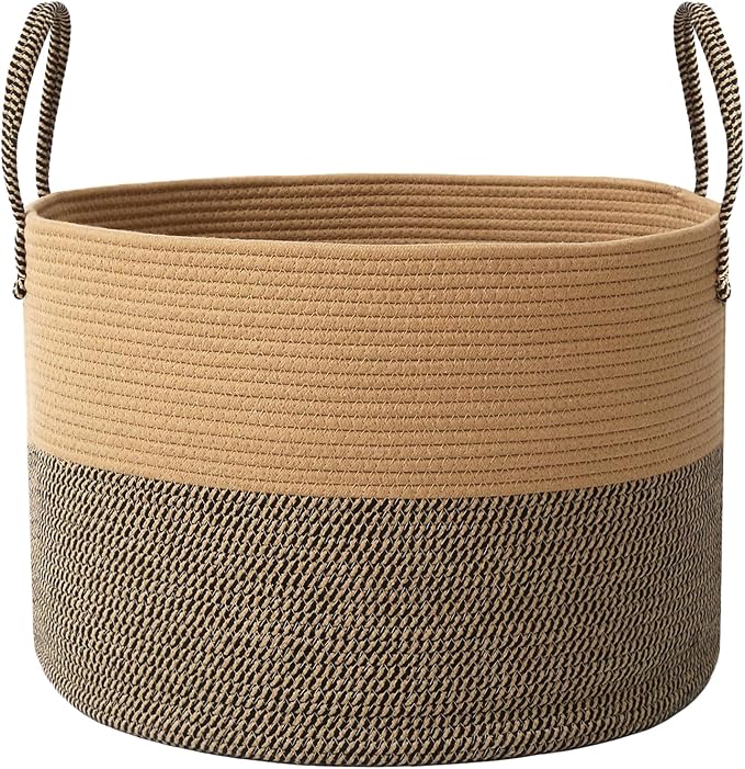 Woven Blanket Basket, 115L Large Rope Storage Bin by JMvicyroam