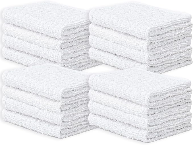 Looperry White Terry Cloth Rags 16"x19" Inches Ribbed by Looperry