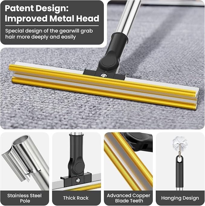 3 in 1 Carpet Rake for Pet Hair Removal, Tool Set of 3, 55” Long Handle Carpet - Image 4