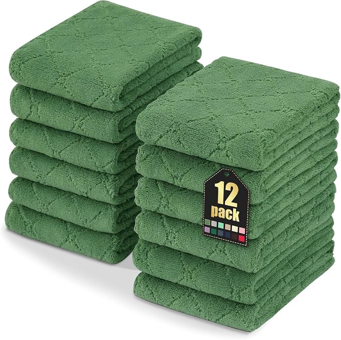 Homaxy 12 Pack Dish Towels for Kitchen, Super Soft and Absorbent Coral Velvet by Homaxy
