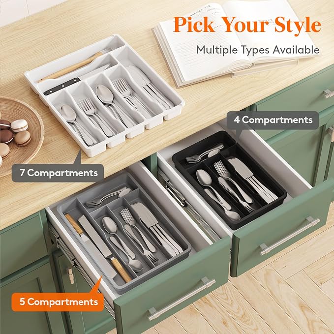 Lifewit Silverware Tray, Deep Wide Cutlery Drawer Organizer Storage - Image 8