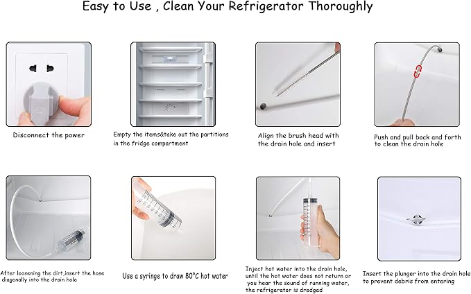 MUAECH Refrigerator Drain Hole Cleaner Kit, 7-Piece Fridge Drain Tube Cleaning - Image 2