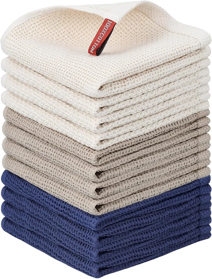 Nialnant 12 Pack Dish Cloths, 100% Cotton Dish Towels by Nialnant