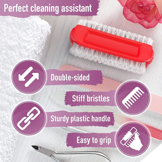 KONEX Two-Sided Nail Brush | Cleaning Fingernails, Stiff Bristle Nail Scrubber - Image 2