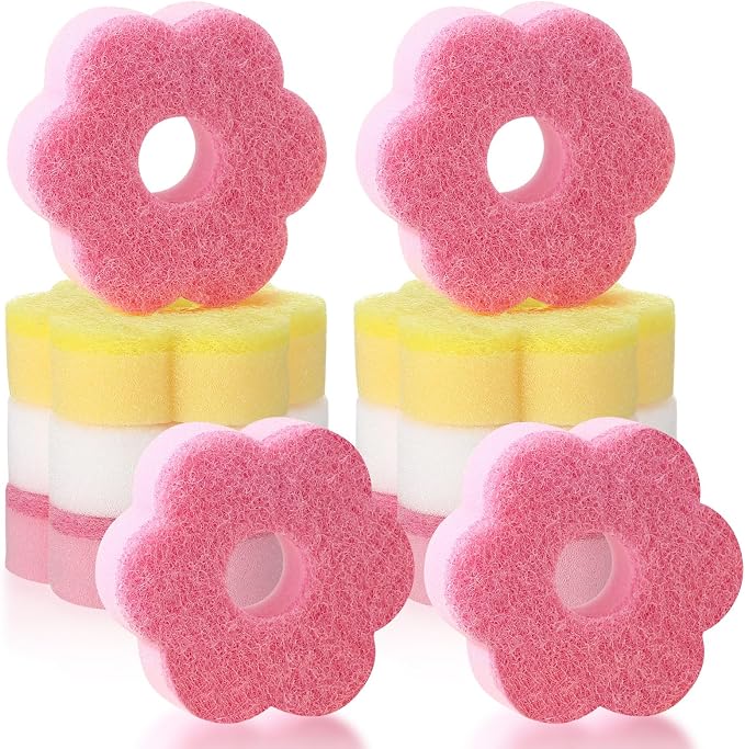 Tioncy 12 Pack Pink Flowers Sponges Bulk Spring Kitchen Decor Dual Sided by Tioncy