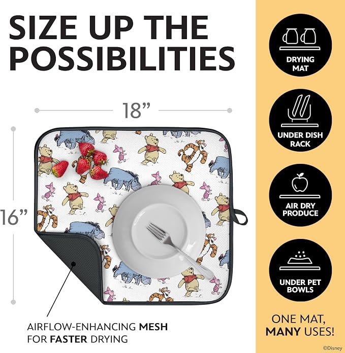 Disney Dish Drying Mats for Kitchen Counter – 16" x 18" Absorbent Kitchen - Image 3