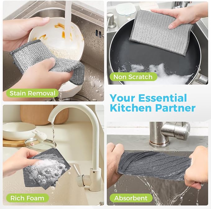 AIDEA Non Scratch Wire Dishcloth 24PK, Upgraded Wire Dishwashing Rag - Image 7
