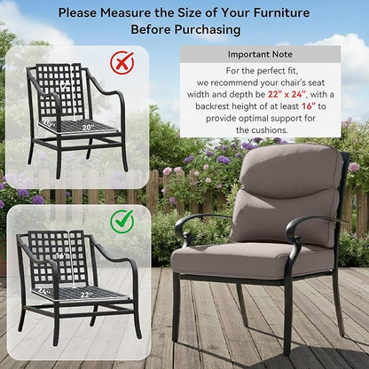 Outdoor Chair Cushions 3 Packs - Outside High Back Comfortable Thickened Pillow 22x24 with Zipper Cover for Patio Rocking Swivel Chairs Loveseat Sofa – Grey/Crescent