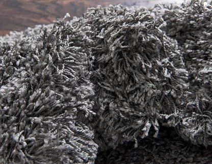 Unique Loom Solid Shag Collection Area Rug (4' 1" Round, Graphite Gray)