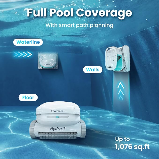 Poolmate Hydro 3 All-in-one Pool Vacuum Robot, 200mins Runtime Cordless Pool - Image 4