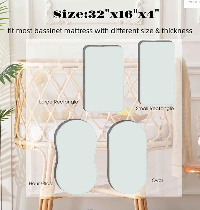 SDY Jersey Bassinet Sheets for Baby Girls,32 "x 16 "x 4", Pink Kawaii Bear Standard Oval/Retangle Bassinet Mattress Sheets for Toddler,Super Soft Breathable