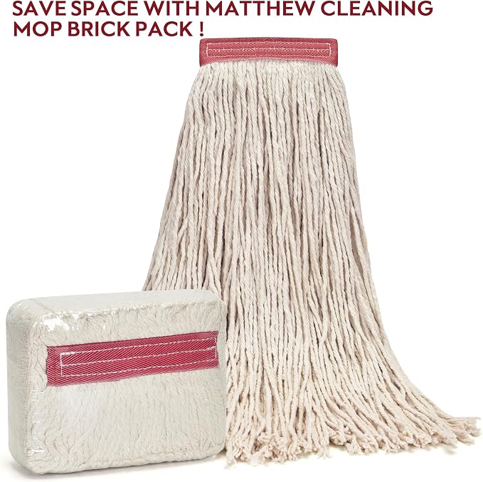 Matthew Cleaning 24oz 6Pack Cotton Floor Mop, Looped-Open String Heavy Duty - Image 3