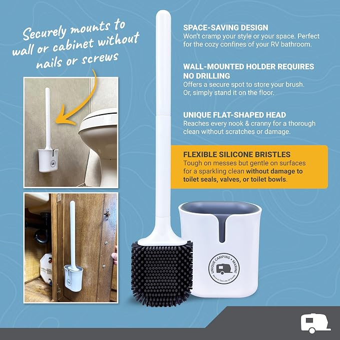 Unique RV Toilet Bowl Brush, Silicone Bristles, Won't Damage Toilets or Seals - Image 4