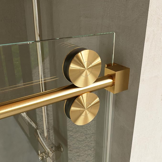 Frameless Shower Door, 3/8" Clear Tempered Glass, Waterproof Bathroom Shower - Image 3