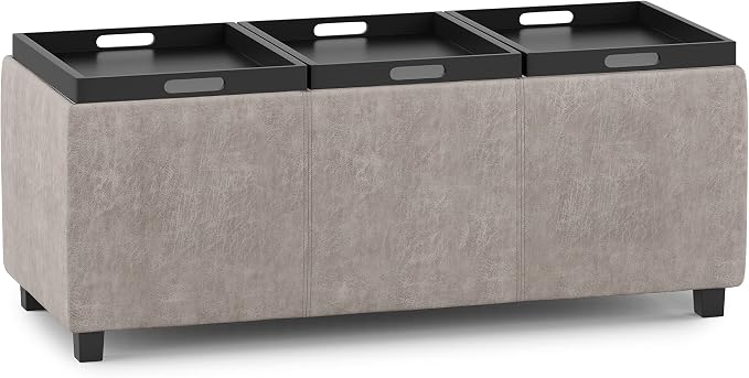 SIMPLIHOME Avalon 42 inch Wide Contemporary Rectangle Storage Ottoman in - Image 4