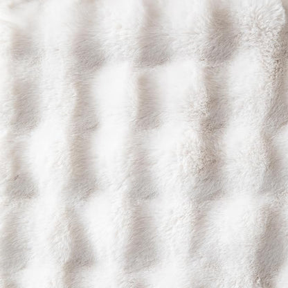 Pack of 2 Thick Plush Throw Pillow Covers Fluffy Wave Faux Fur Decorative Cushion Covers Soft Wool Pillowcase for Sofa Couch Livingroom 12x20 Inch White