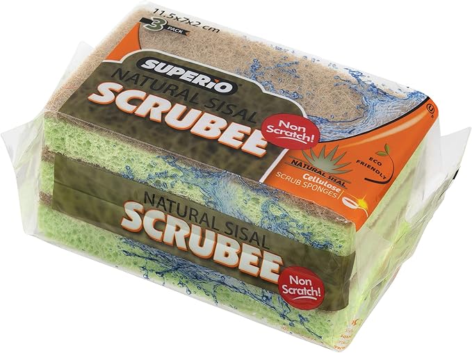 Superio Non-Scratch Cellulose Sponge Scrub Heavy Duty Kitchen Sponges Scrubbers - Image 4