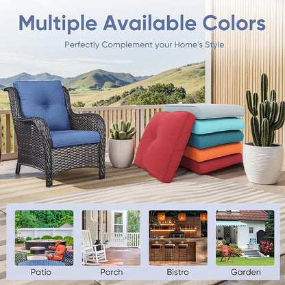 10-Piece Outdoor Patio Cushion Set - Fade & Water Resistant with Removable Olefin Cover, 22x24x4 Inch Memory Foam Cushions for Wicker Sectional Sofa – Blue/Buckle
