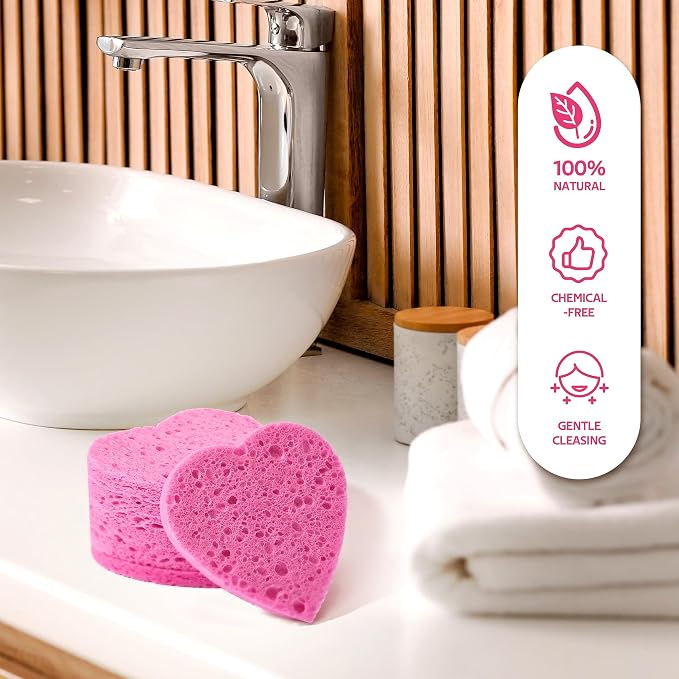 GAINWELL 50-Count Heart Shape Compressed Facial Sponges - Image 7