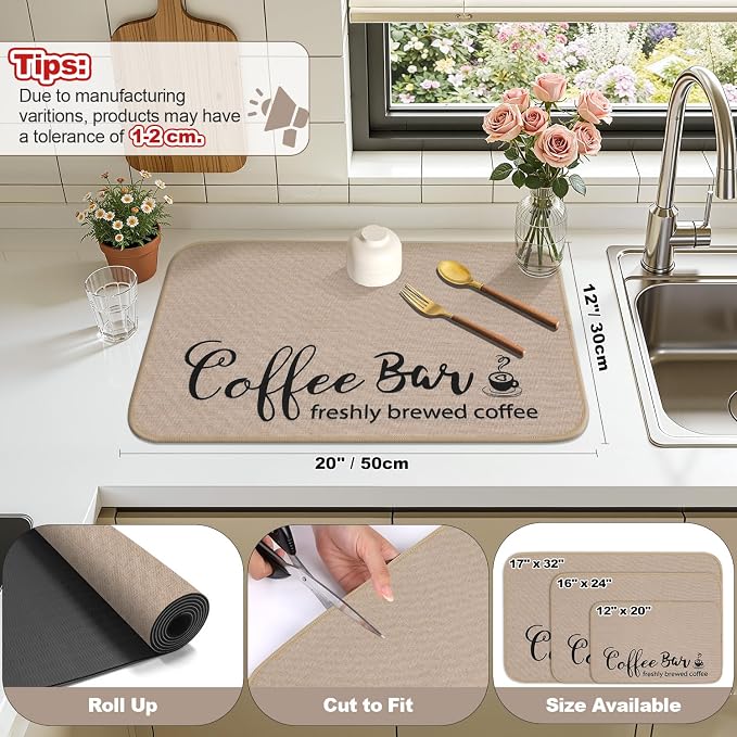 Findosom Dish Drying Mat, Cuttable Drying Mat - Image 2