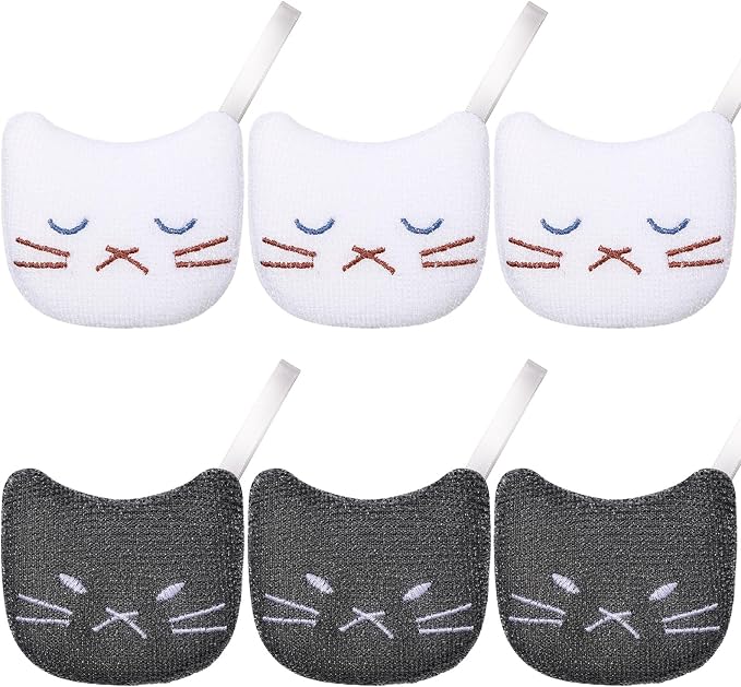 Honeydak 6 Pcs Reusable Cat Scrub Sponges Cat Dish Sponges by Honeydak