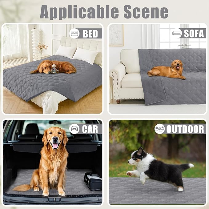 Smiry Waterproof Dog Bed Cover Blanket 68x82, Soft Reversible Pet Blanket, Washable Leakproof Cats Dogs Couch Cover for Sofa, Couch, Furniture, Lattice, Grey/Grey