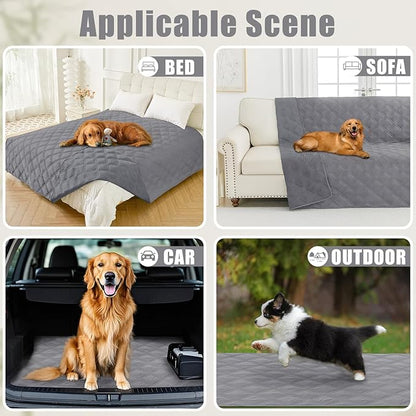 Smiry Waterproof Dog Bed Cover Blanket 68x82, Soft Reversible Pet Blanket, Washable Leakproof Cats Dogs Couch Cover for Sofa, Couch, Furniture, Lattice, Grey/Grey