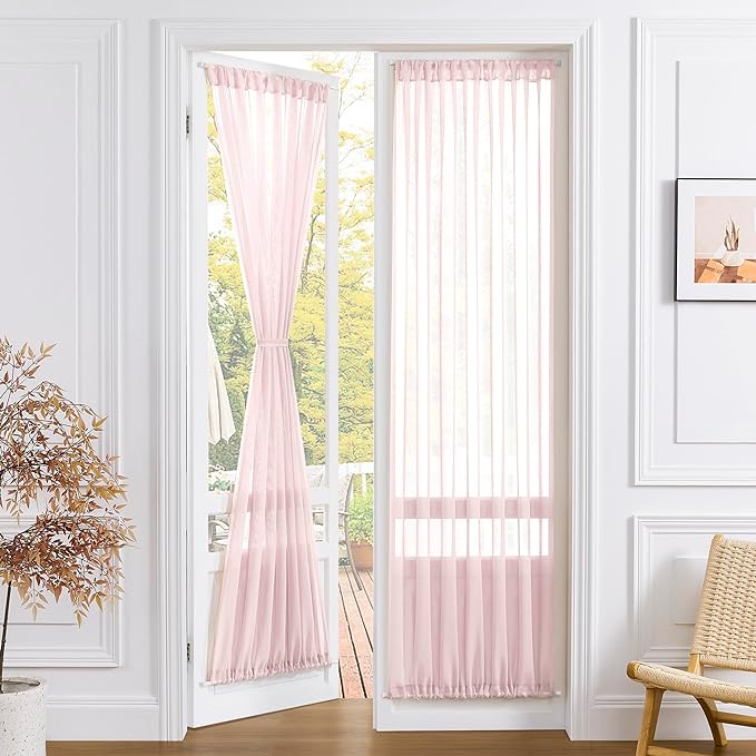 Tollpiz Sheer Door Curtain Closet Linen Textured Curtain Sheers Doorway Light by Tollpiz