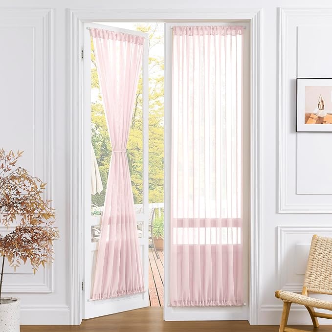 Tollpiz Sheer Door Curtain Closet Linen Textured Curtain Sheers Doorway Light by Tollpiz