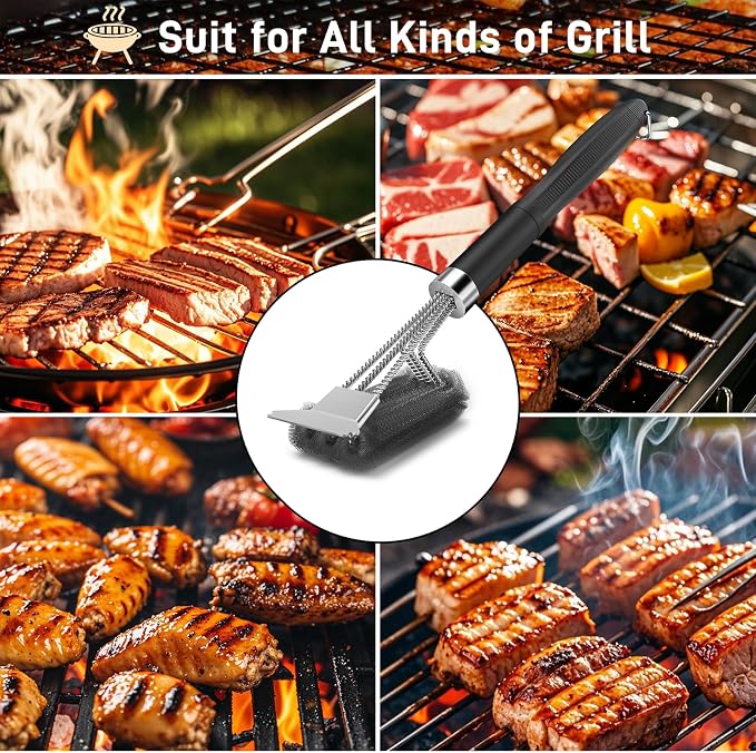 Grill Brush and Scraper-18 Adjustable Handle Safe BBQ Grill Brush - Image 7