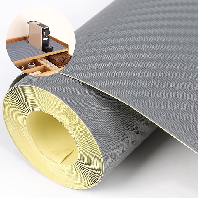 Self-Adhesive Shelf Liner Kitchen Liner, Waterproof Backed Paper Easy Peel and Stick Contact Liner Without Residue for Decor Your Desk Surface, Kitchen Countertops (Silver, 23.6 x 393.7 inches)