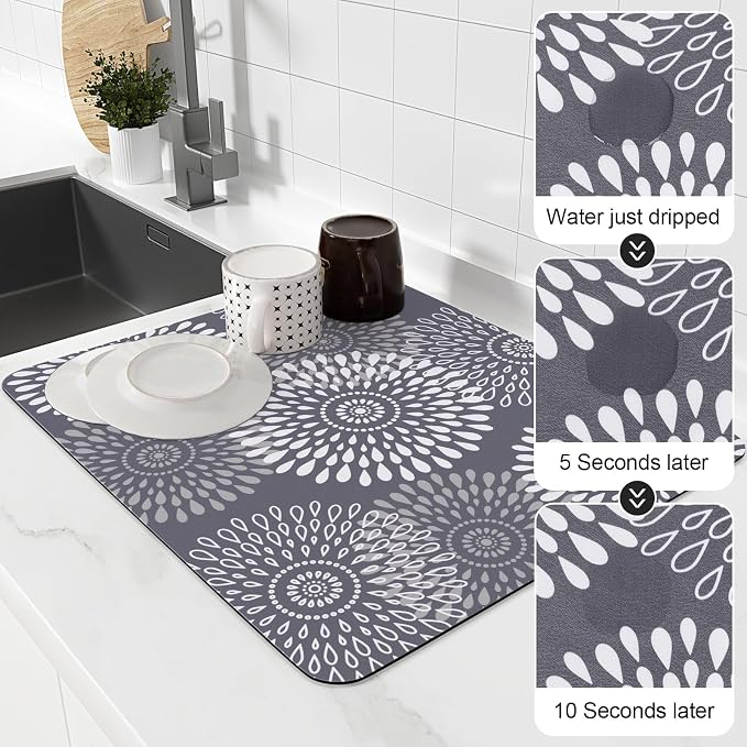 LuxStep Dish Drying Mat Super Absorbent Kitchen Counter Mat Rubber Backing - Image 4