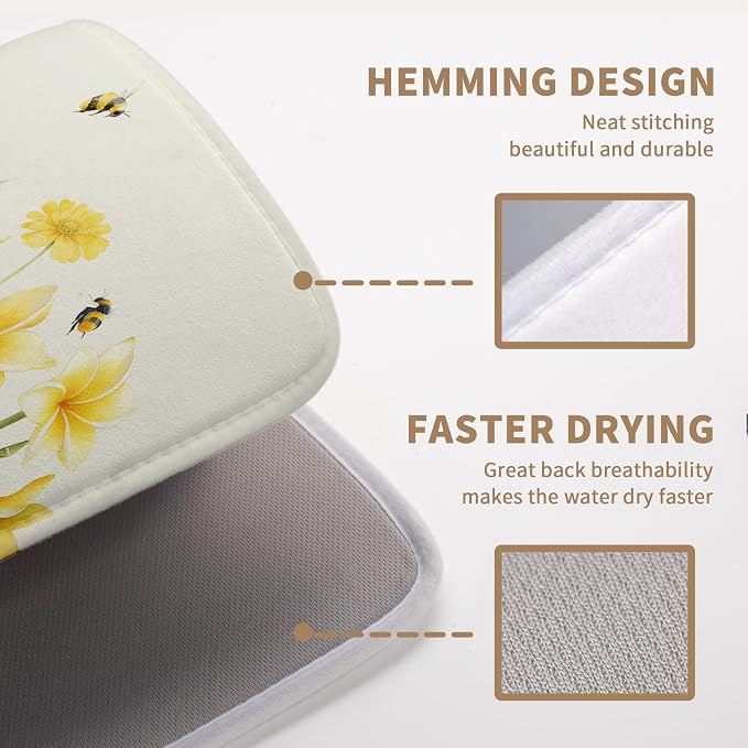 Spring Summer Daffodils Dish Drying Mats Spring Yellow Rose Dish Mat Drying - Image 4