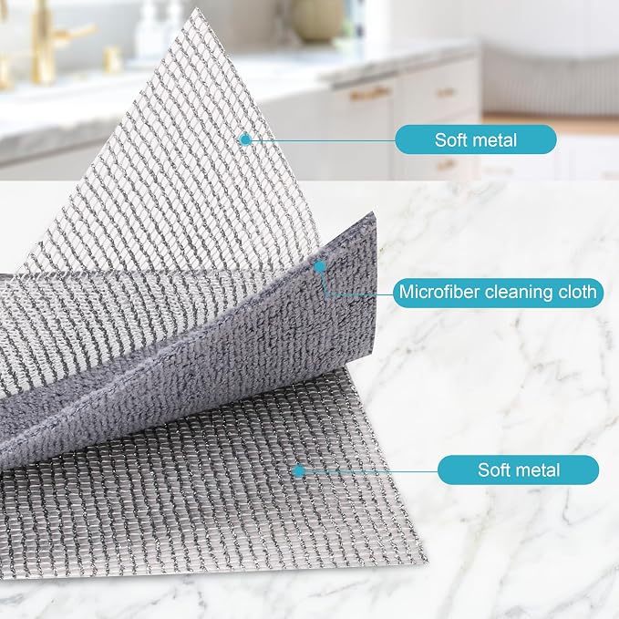 12 Pcs New Upgrade 3-Layer Non Scratch Wire Dishcloth, Cleans Fast Without - Image 3