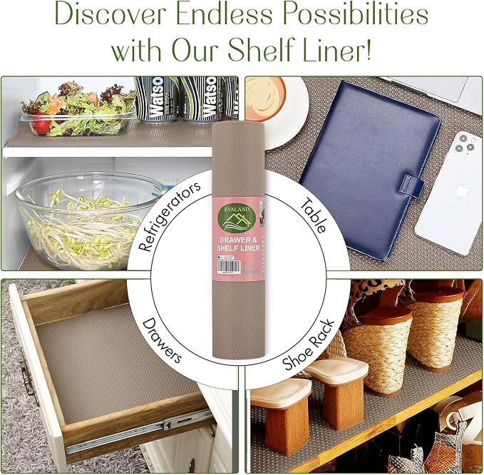 EVALAND 12" x 33 FT Non-Slip Shelf Liner, Non-Adhesive, Waterproof Pantry Liner - Image 6