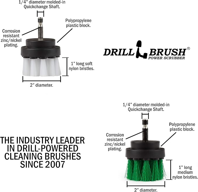 Drill Brush - Grout Cleaner - 2-inch Diameter Round Spin Brush Set - Kitchen - Image 5