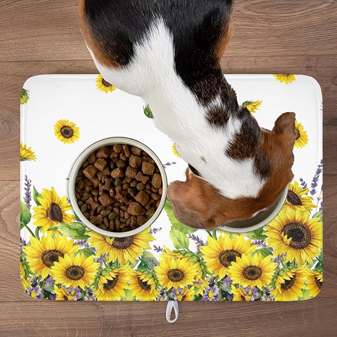 Sunflower Dish Drying Mat for Kitchen Counter 24x18 Inch Floral Lavender Drying - Image 8