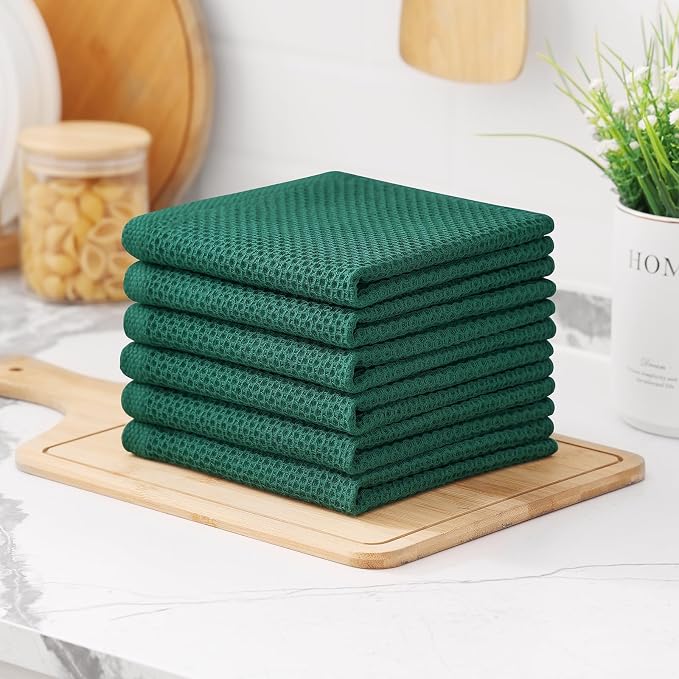 Kitinjoy 100% Cotton Kitchen Dish Cloths, 6 Pack Waffle Weave Ultra Soft - Image 7